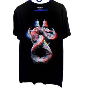 MENS WILLIAM RAST DUAL SNAKES FELT INK GRAPHIC SHIRT SIZE MEDIUM NICE